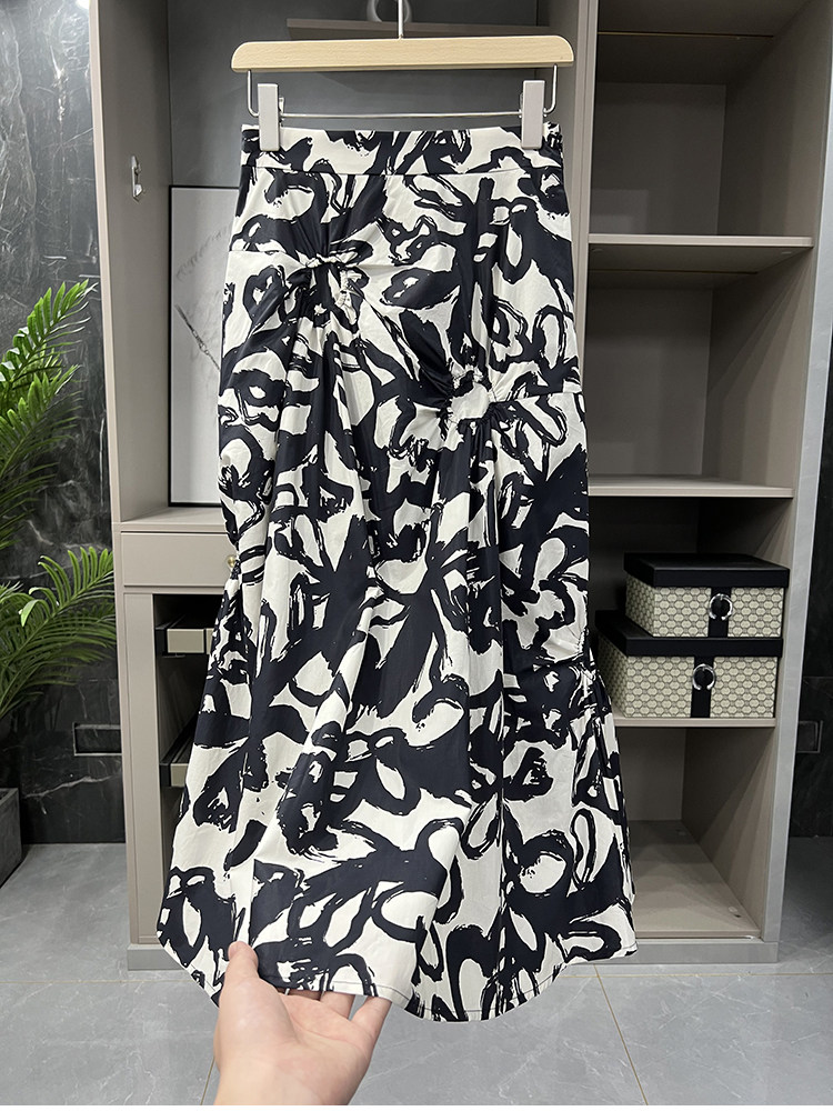 品质货!纯棉高腰印花a型半身裙女    a3065