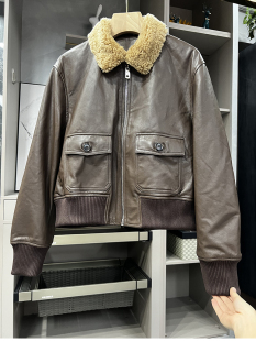 皮毛一体白鹅绒服羊皮夹克外套女 尾篙货 N2206 清仓不退