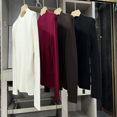 无缝一体羊绒羊毛圆领针织打底衫