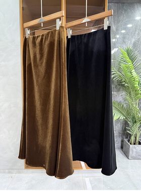 冬季BI囤！温暖优雅秘籍！加厚绒丝绒A字半身裙女    K1133~ME