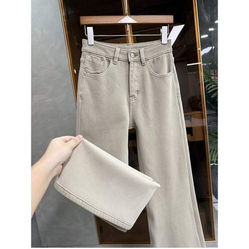 N货！修身加绒中高腰牛仔喇叭裤