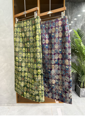 炸裂推荐！中式风！复古印花高腰包臀后开叉半身裙女 20251352~ME