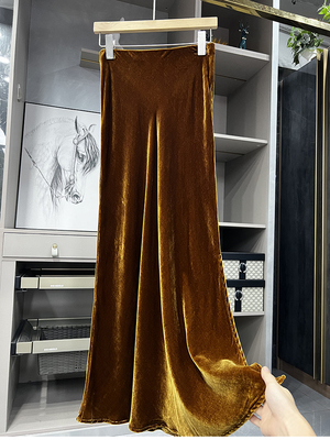 外贸篙品质！真丝丝绒鱼尾半身裙