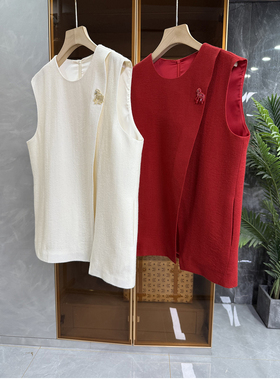 尖货！简约高ji感！人字纹羊毛圆领开叉背心马甲女   A3048~ME