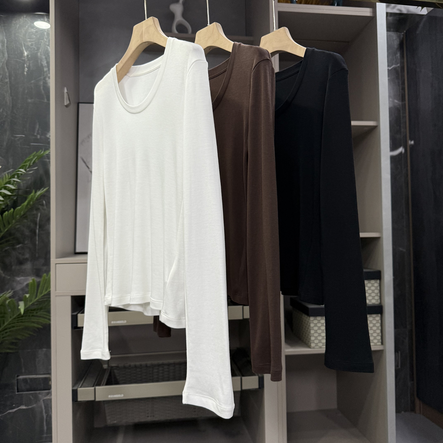 莱赛尔羊毛圆领长袖打底衫T恤