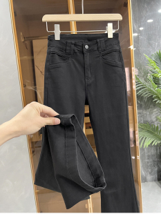 上腿真香！自带拉腿te效！修身显瘦牛仔喇叭裤女  2430755~JS