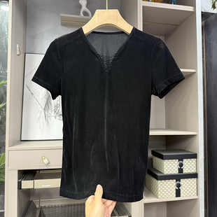 上衣女W1638 清仓不予退换 V领短袖 修身 植绒