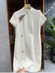 清仓不退#4！三醋酸！修身抗皱中式立领斜襟串珠连衣裙   234264