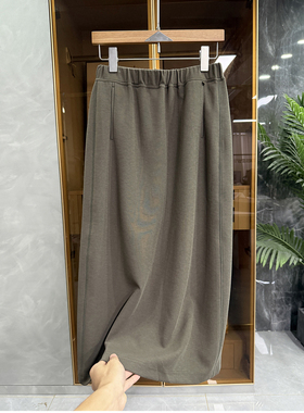 Q货！舒适与显瘦并存！松紧腰后开衩休闲半身裙女    T6331~JS