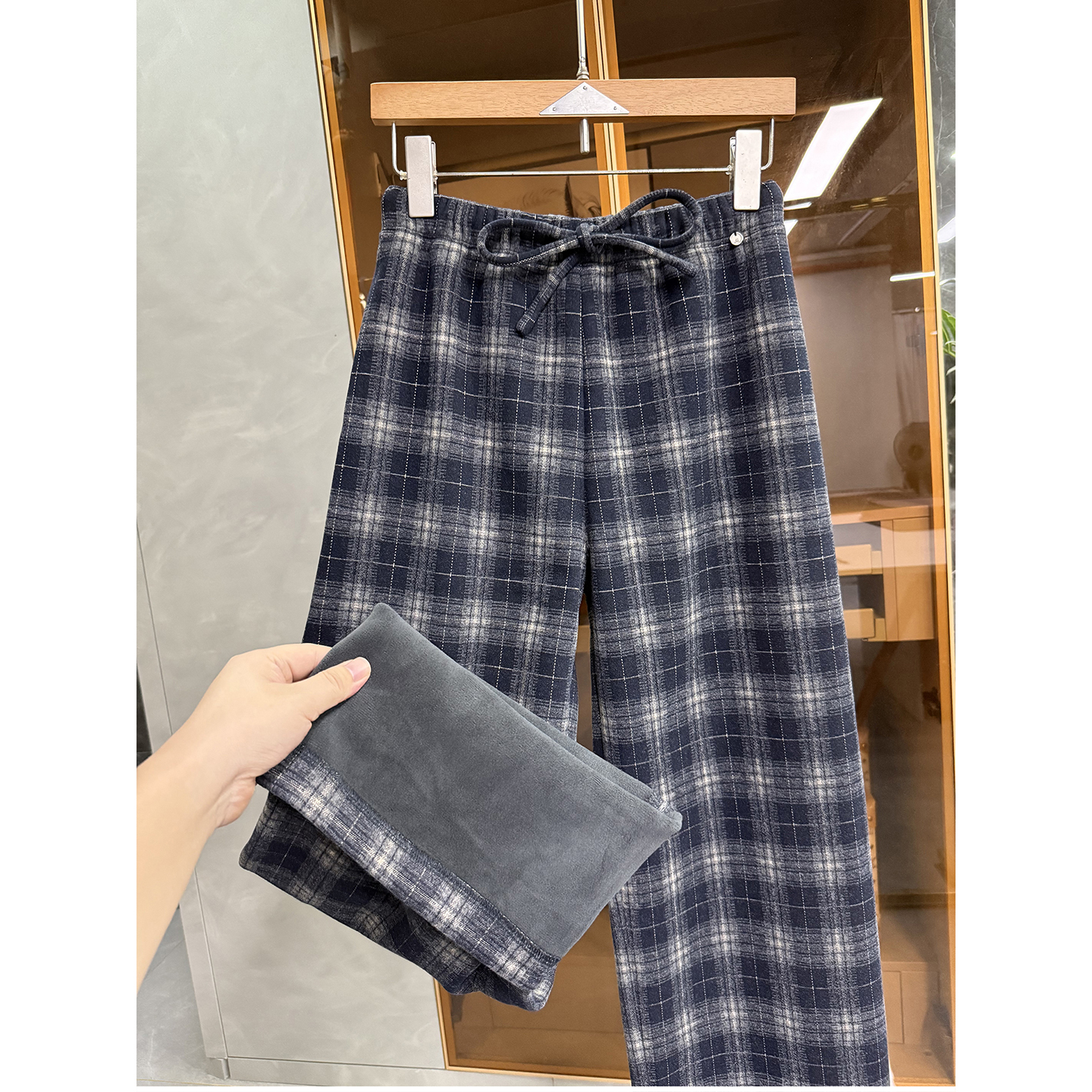 Q货！一体加绒松紧腰休闲直筒裤