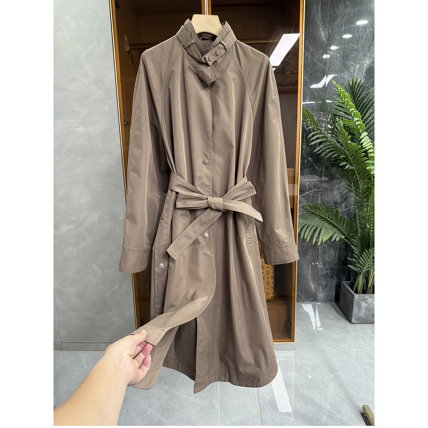 英柜！中长款宽松立领风衣外套