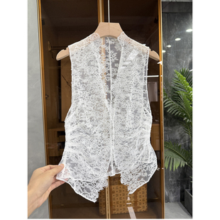 Q347 偷笑吧 V领蕾丝背心马甲女 修身 气质美物