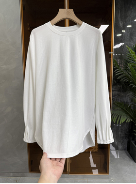 大N货！慵懒时髦！宽松亮片圆领长袖棉T恤女   58356~ME
