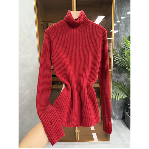 无缝一体绵羊毛高领针织打底衫