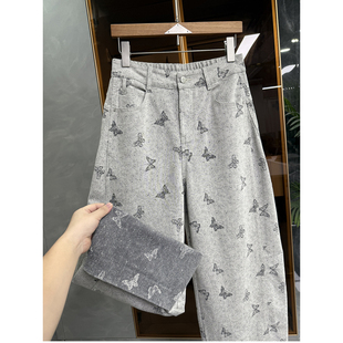 高个子收！时髦精单品！提花高腰牛仔镰刀牛仔裤女   D88062~ME