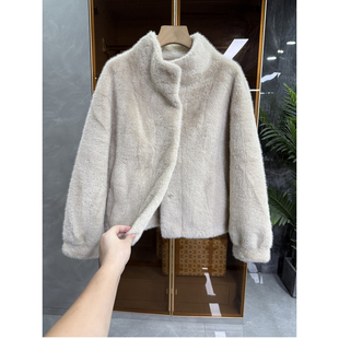 尖货！名媛范10足！金貂绒一体皮毛立领短外套女    D0243~ME