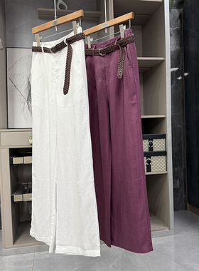 清仓不予退换！一jue！高腰亚麻休闲直筒阔腿裤女M02134~ZY