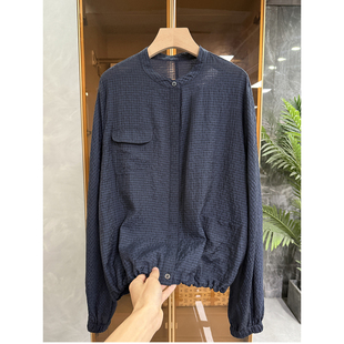 美出片！慵懒时髦精推荐！宽松亚麻条纹圆领上衣女 735642~JS