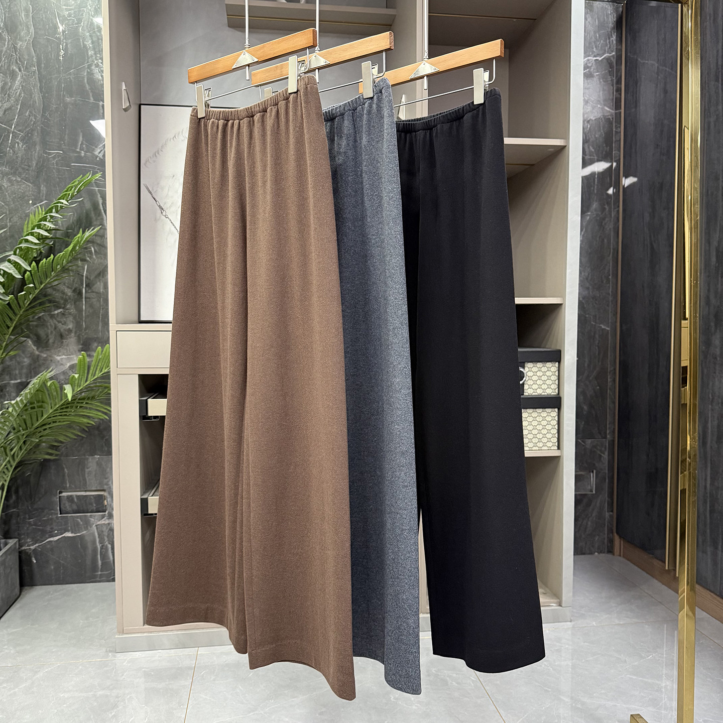 高个子收！莼尾jin口料！羊毛毛呢松紧腰休闲阔腿裤女  96561~ZY