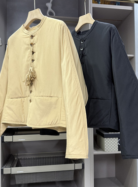 清仓不予退换！an单！宽松真丝棉圆领棉服短外套女MZ4636~ZY