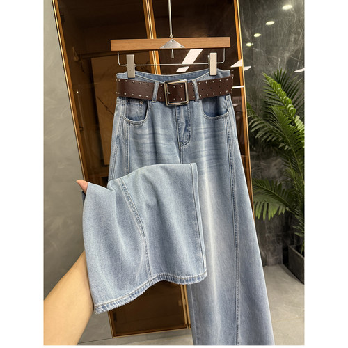 N货！莱赛尔柔软牛仔阔腿裤女