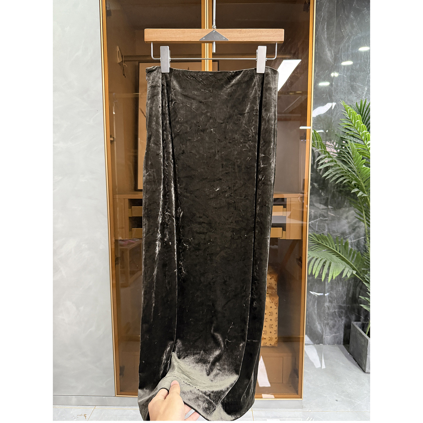 大厂出！醋酸丝绒后开衩半身裙