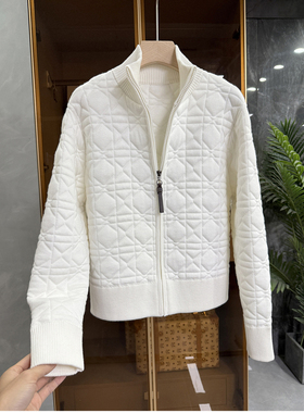 yuan单尖货！温暖不臃肿！加厚羊毛菱格立领拉链外套女  WTJM9~JS