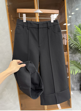 美翻！时髦精推荐！羊毛中高腰休闲西裤直筒中裤女    251033~JS