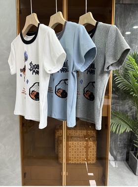 清仓不予退换！黄金比例！修身正肩短袖棉T恤短上衣女  M02153~ME