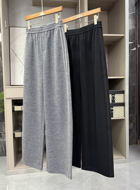 高个子收！jin口面料！羊毛毛呢松紧腰休闲阔腿裤女    11537~ZY