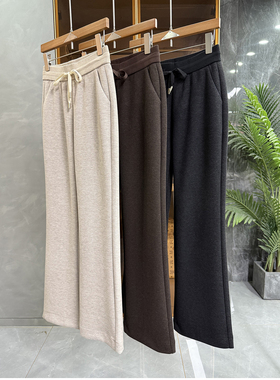 闭眼入！修身显瘦！绵羊毛松紧腰休闲微喇裤女   D25633~ME