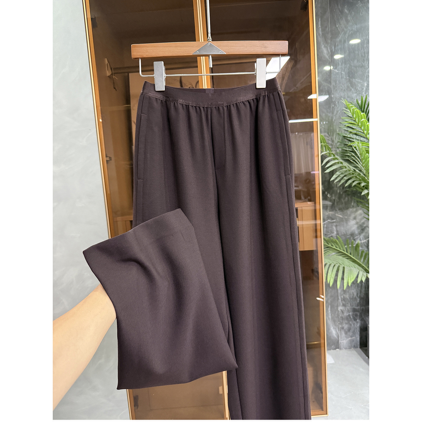 P牌料！松紧腰绵羊毛休闲直筒裤