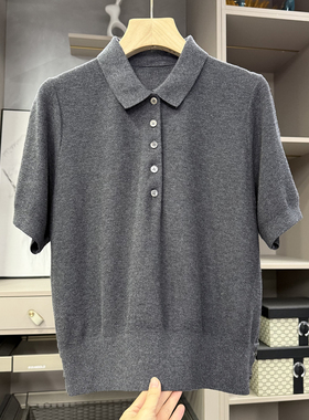 美ji了！D牌气质！羊绒POLO领短袖针织T恤女    733366~ZY