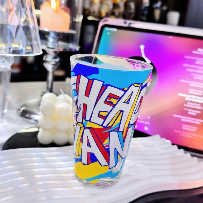 魔书Moosehead涂鸦玻璃啤酒杯