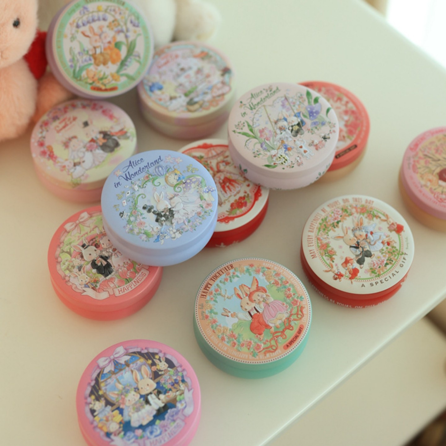 小号圆形曲奇烘焙情人节礼品婚庆收纳铁盒蓝色糖果星空玫瑰饼干盒