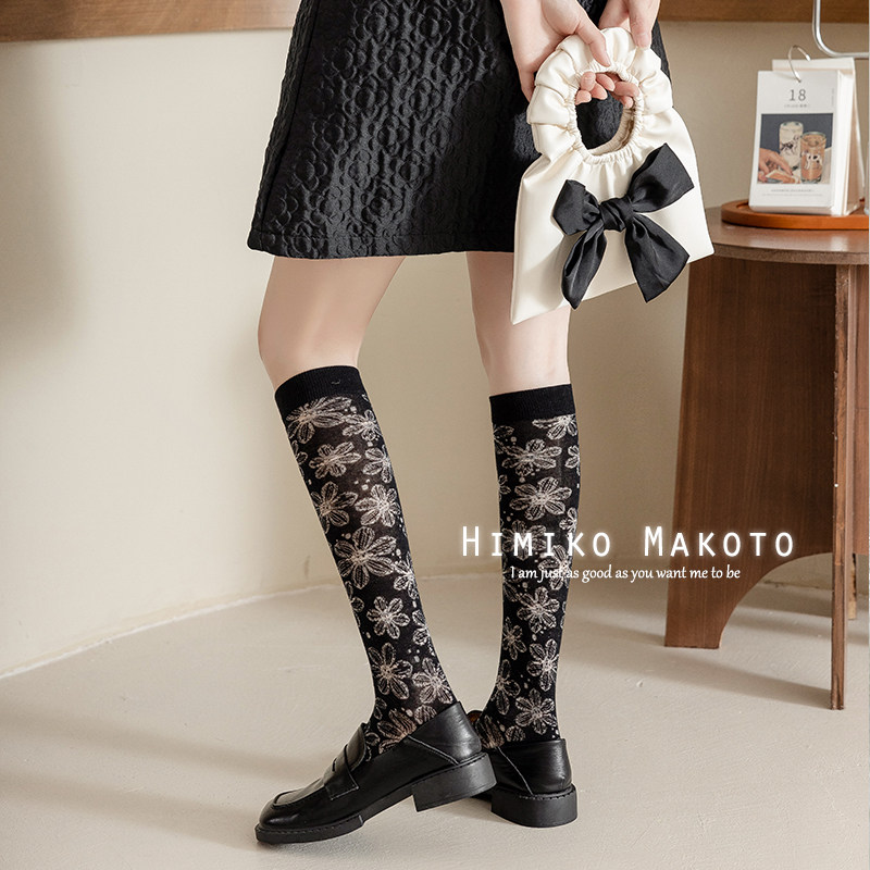 ins春夏网眼棉质小腿袜日系黑白原宿及膝袜长筒袜子女高堆堆袜薄,女士内衣/男士内衣/家居服,长筒袜,淘宝优惠券,粉丝福利购,淘宝优惠卷