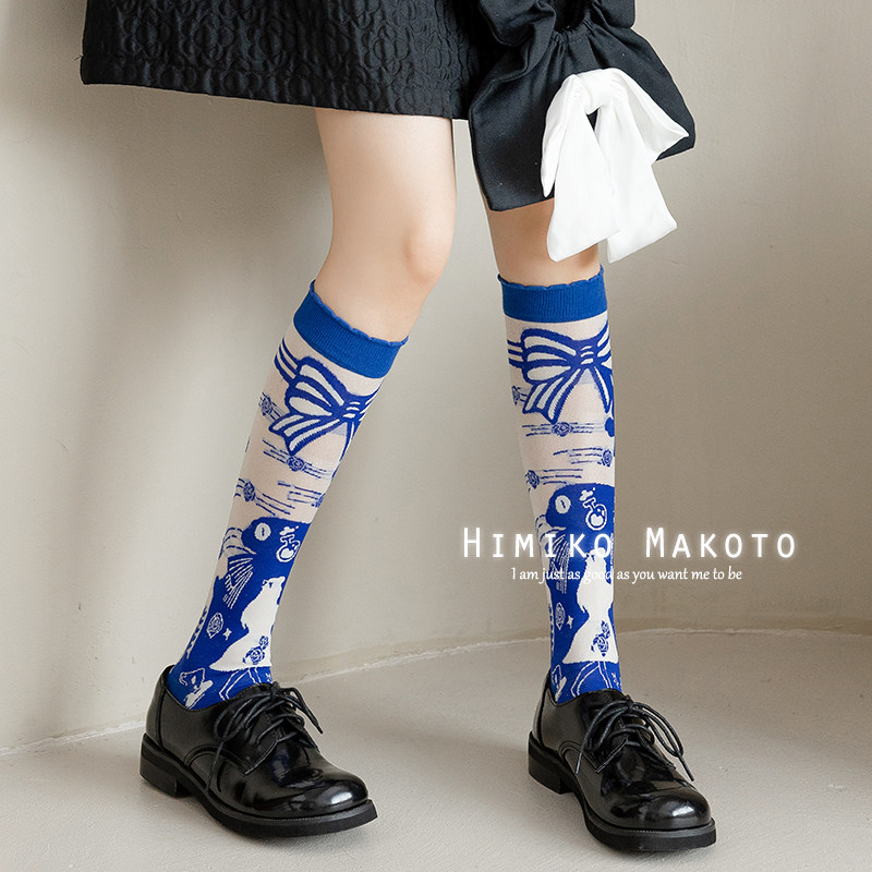 ins春夏网眼玻璃丝小腿袜日系卡通蝴蝶结及膝袜长筒袜子女高筒薄,女士内衣/男士内衣/家居服,长筒袜,淘宝优惠券,粉丝福利购,淘宝优惠卷