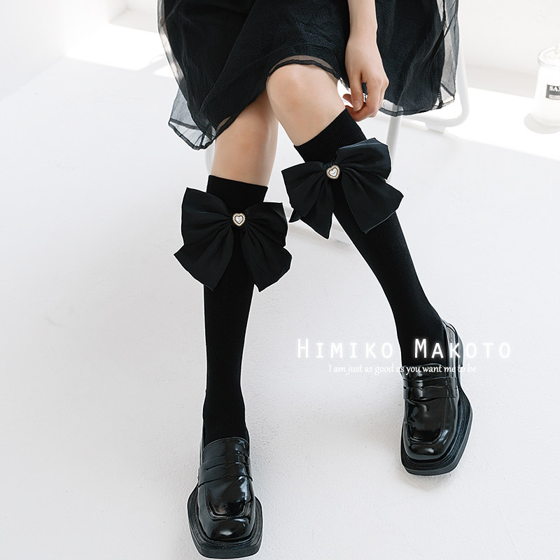 ins风大蝴蝶结纯棉小腿袜小花亮片及膝袜韩版高筒袜子女JK洛丽塔,女士内衣/男士内衣/家居服,长筒袜,淘宝优惠券,粉丝福利购,淘宝优惠卷