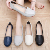 女中年软底舒适上班女士皮鞋 牛筋底妈妈鞋 真皮轻便一脚蹬防滑单鞋