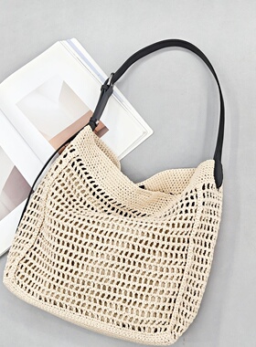 2026年新款小众设计时髦慵懒度假编织托特包包女士斜挎通勤包9540