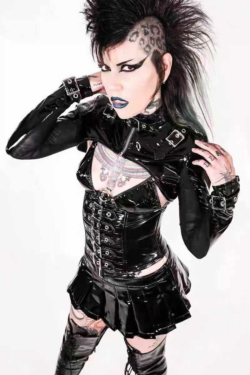 短款束腰亮皮马甲复古巴洛克束身衣拉链紧身衣朋克腰夹塑身胸衣,女装/女士精品,民族服装/舞台装,淘宝优惠券,粉丝福利购,淘宝优惠卷