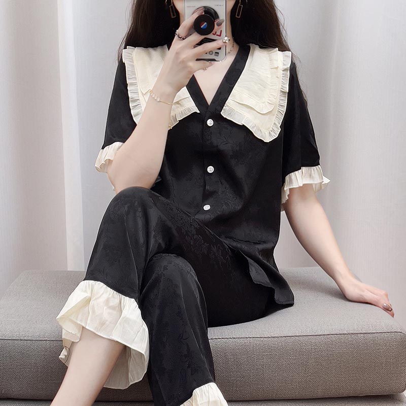 维多利亚高级感小香风睡衣女套装