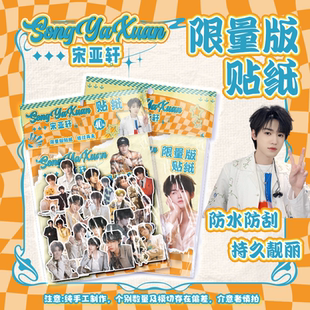宋亚轩40张贴纸不重复自粘手账装 饰素材防水贴画ins风周边大头贴