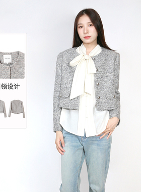 sweetbasil紫淑2025秋装正品新款女休闲时尚圆领长袖短外套