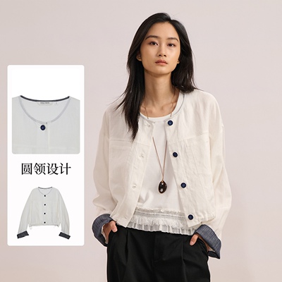 紫淑秋新撞色休闲女短外套