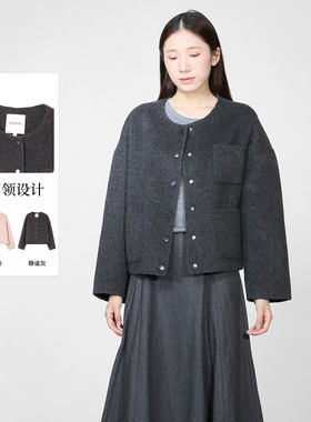 sweetbasil紫淑2025冬装新款正品女装圆领毛呢短外套大衣