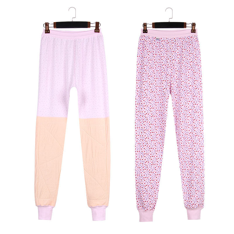 来馨儿女士中老年人纯棉护膝秋裤高腰保暖前后护腿裤全棉线裤内衣