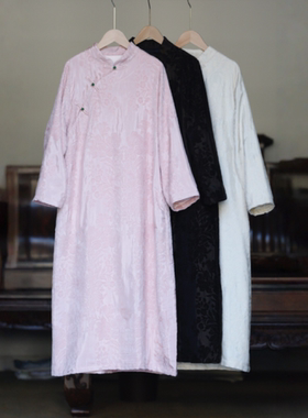 如素慢衣秋冬复古风长款连衣裙60032