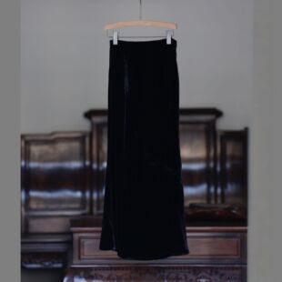 如素慢衣100%桑蚕丝橡筋腰鱼尾裙斜裁超显瘦真丝丝绒半身裙60127