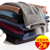 加绒衬裤 加大码 修身 德绒秋裤 线裤 薄款 冬季 紧身纯棉毛裤 男士 保暖裤